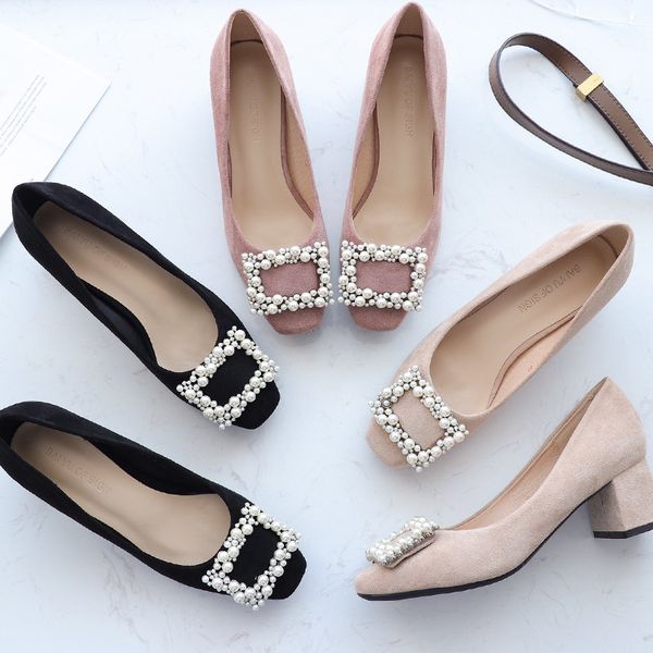 womens spring and autumn square toe high heels korean fashion womens shoes shallow mouth mid-heel womens shoes, Black
womens spring and autumn square toe high heels korean fashion womens shoes shallow mouth mid-heel womens shoes, Black