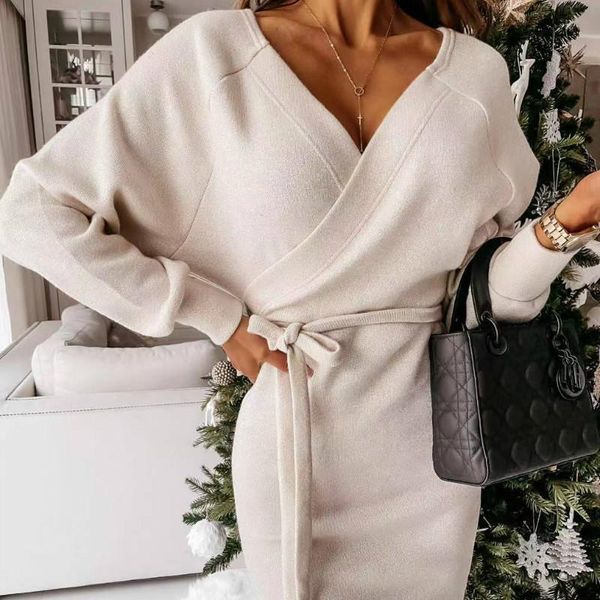 v neck autumn long sleeve women dress ladies sashes backless casual office 2021 fashion mini vintage dresses, Black;gray
v neck autumn long sleeve women dress ladies sashes backless casual office 2021 fashion mini vintage dresses, Black;gray