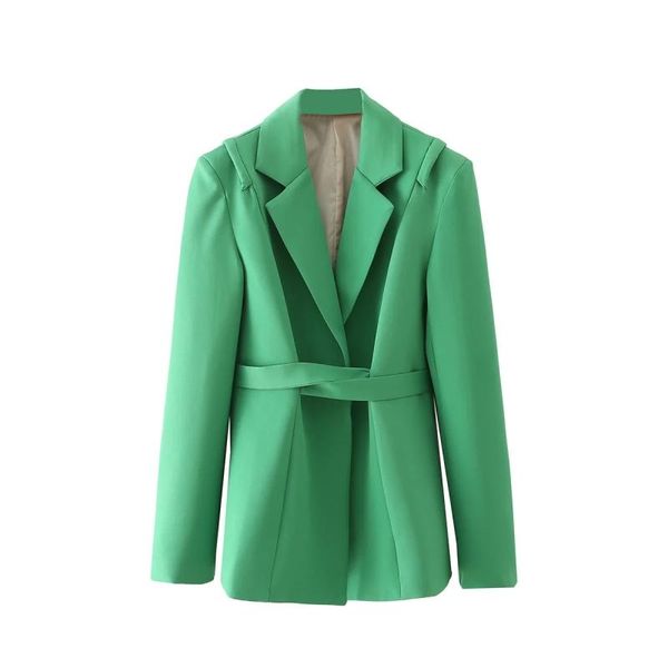 women's suits & blazers sra beleza women loose solid green ol jacket female notched collar open stitch sashes belt chic casual fashion, White;black
women's suits & blazers sra beleza women loose solid green ol jacket female notched collar open stitch sashes belt chic casual fashion, White;black