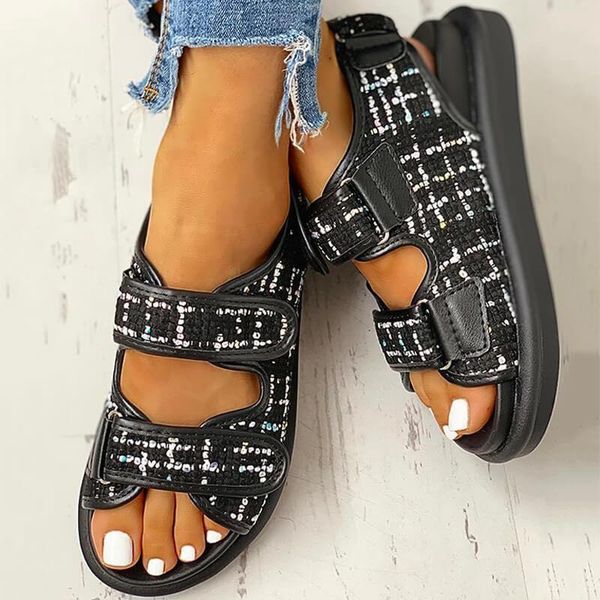 women's summer sandals shoes woman roman open toe rhinestones ladies flat comfortable, Black
women's summer sandals shoes woman roman open toe rhinestones ladies flat comfortable, Black