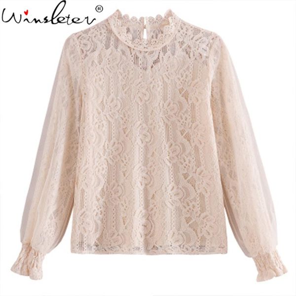 women's blouses & shirts lace pullovers woman 2021 autumn stand collar long lantern sleeve korean style women sweet all match t07914k, White
women's blouses & shirts lace pullovers woman 2021 autumn stand collar long lantern sleeve korean style women sweet all match t07914k, White