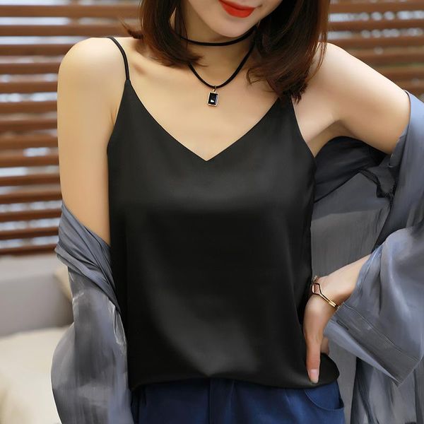 women's tanks & camis office ladies women for spring summer v-neck satin black bottoming shirt sleeveless femme, White
women's tanks & camis office ladies women for spring summer v-neck satin black bottoming shirt sleeveless femme, White