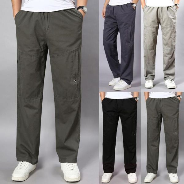 men's pants casual cargo solid color multi pockets trousers loose zipper closure for work male wide leg, Black
men's pants casual cargo solid color multi pockets trousers loose zipper closure for work male wide leg, Black