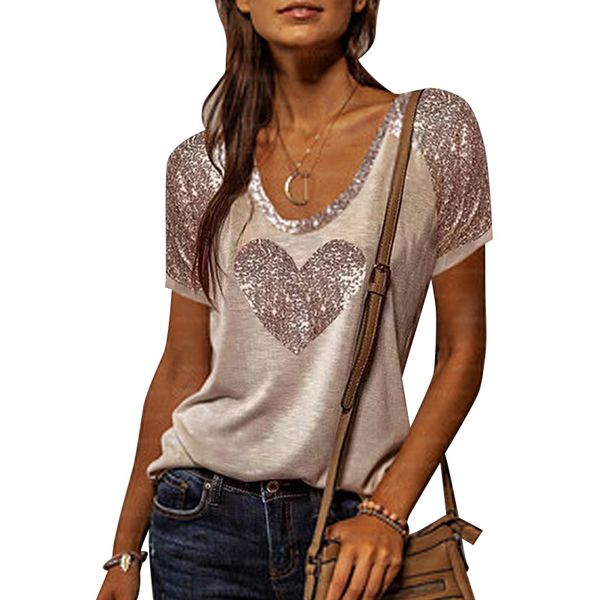 fashion v-neck zipper t shirts short-sleeved love top, White 
fashion v-neck zipper t shirts short-sleeved love top, White