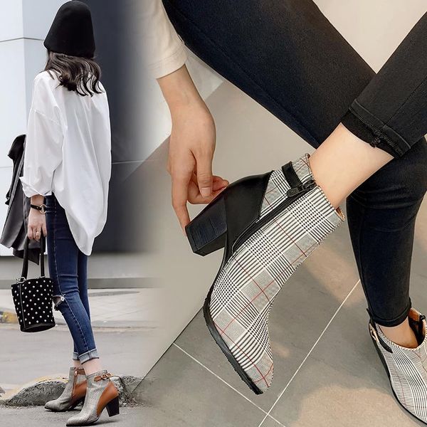 boots ins women ankle plus size 22-28 cm europe and america microfiber women's high heel plaid retro winter, Black
boots ins women ankle plus size 22-28 cm europe and america microfiber women's high heel plaid retro winter, Black