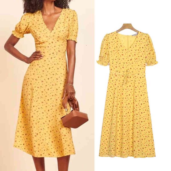casual dresses women yellow flower print dress v-neck short sleeve long slim waist chic party mujer luhf, Black;gray
casual dresses women yellow flower print dress v-neck short sleeve long slim waist chic party mujer luhf, Black;gray