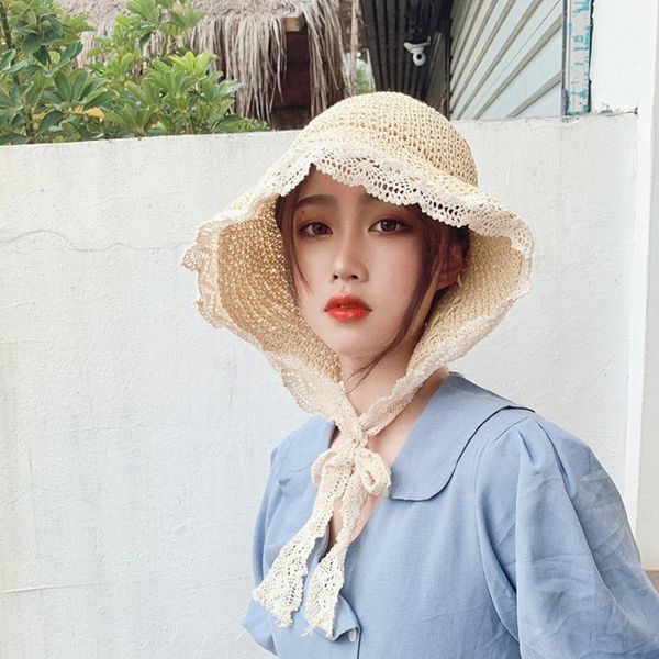 wide brim hats 2021 summer simple lace hat beach female casual lady women flat bowknot straw cap girls women's, Blue;gray
wide brim hats 2021 summer simple lace hat beach female casual lady women flat bowknot straw cap girls women's, Blue;gray