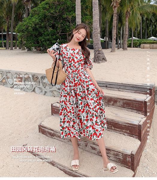 casual dresses cherry dress women gentle wind fat waist show thin temperament short sleeve skirt, Black;gray
casual dresses cherry dress women gentle wind fat waist show thin temperament short sleeve skirt, Black;gray