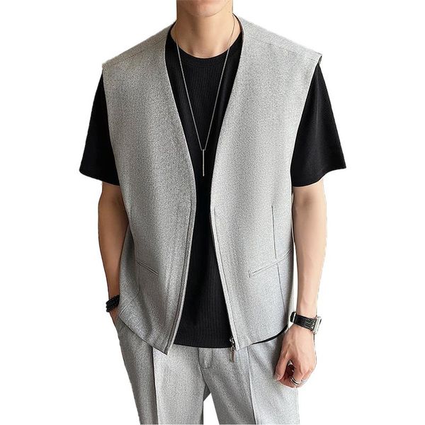 men's vests men streetwear chic youth fashion loose casual zipper suit vest jacket male korean harajuku style waistcoat coat, Black;white
men's vests men streetwear chic youth fashion loose casual zipper suit vest jacket male korean harajuku style waistcoat coat, Black;white