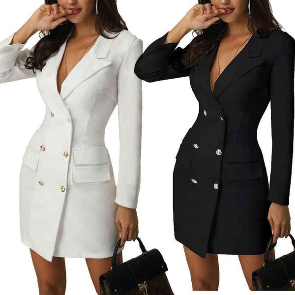 elegant mini dress women autumn long sleeve double breasted button solid slim office lady business dress female clothes oversize, Black;gray
elegant mini dress women autumn long sleeve double breasted button solid slim office lady business dress female clothes oversize, Black;gray