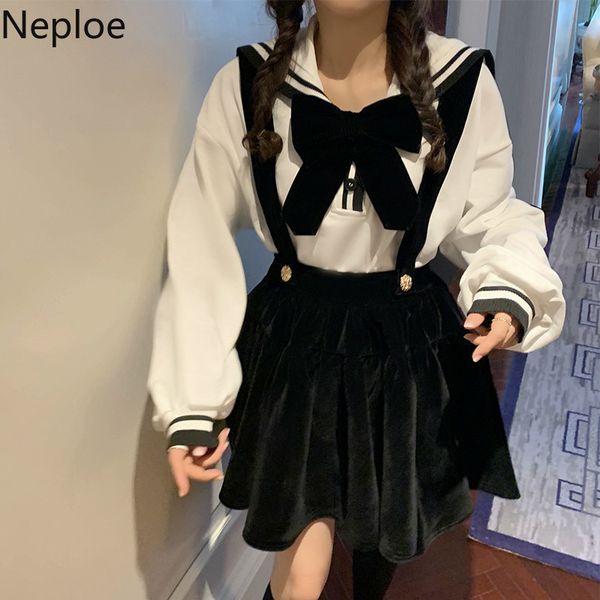 neploe preppy style two piece outfits for women white shirt velvet pleated dress ropa mujer korean sweet suit 2 piece set 210422
neploe preppy style two piece outfits for women white shirt velvet pleated dress ropa mujer korean sweet suit 2 piece set 210422