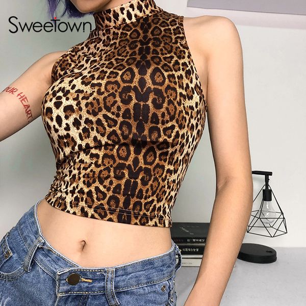 sweetown leopard print crop women sleeveless summer cropped feminino clubwear fashion autumn tank streetwear, Black;white
sweetown leopard print crop women sleeveless summer cropped feminino clubwear fashion autumn tank streetwear, Black;white