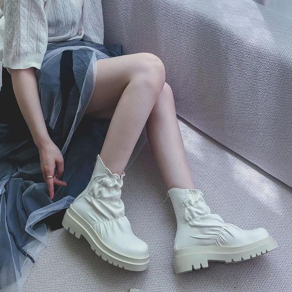dress shoes 2021 spring and autumn fashion wild zipper women's boots simple casual elastic fold thick bottom heel short x093, Black
dress shoes 2021 spring and autumn fashion wild zipper women's boots simple casual elastic fold thick bottom heel short x093, Black