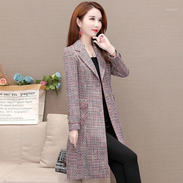 women's wool & blends windbreaker mid-length autumn coat 2021 small plaid high-end temperament jacket, Black
women's wool & blends windbreaker mid-length autumn coat 2021 small plaid high-end temperament jacket, Black