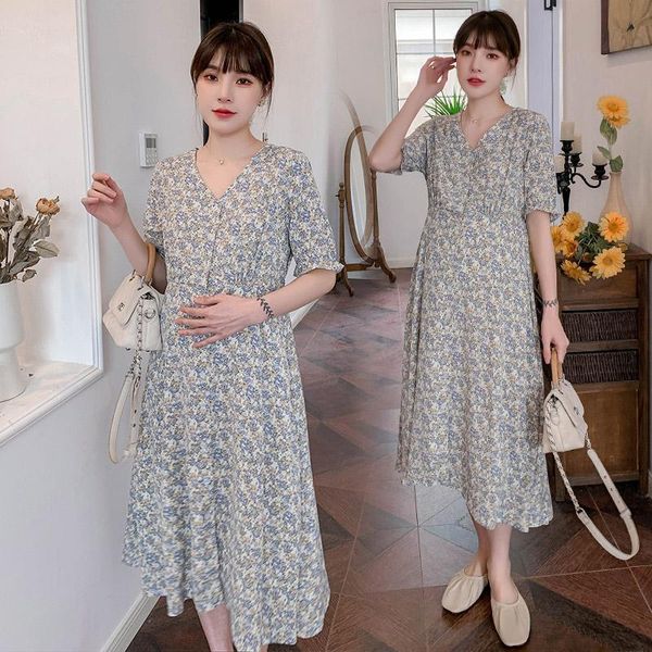 8216# summer chic ins floral printed chiffon maternity long dress elegant v neck slim waist clothes for pregnant women pregnancy dresses, White
8216# summer chic ins floral printed chiffon maternity long dress elegant v neck slim waist clothes for pregnant women pregnancy dresses, White