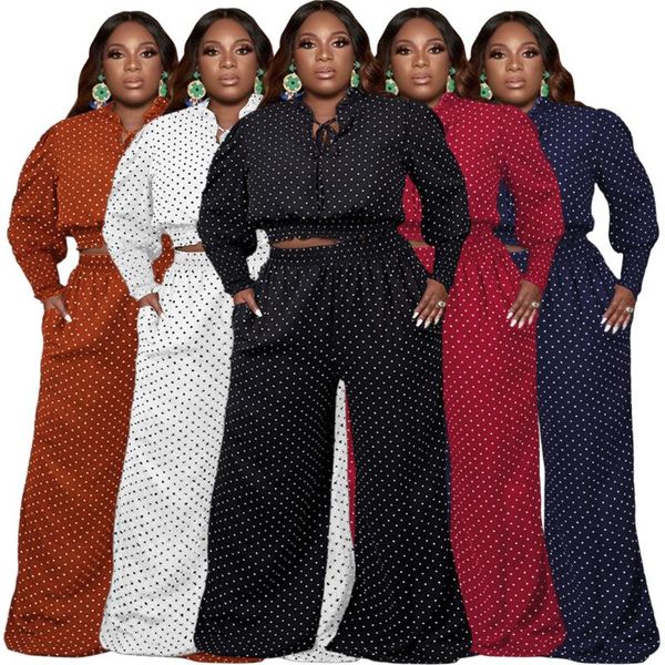 women's two piece pants plus size 2 sets womens outfits lace up neck crop and wide leg dot print elegant matching suit wholesale, White
women's two piece pants plus size 2 sets womens outfits lace up neck crop and wide leg dot print elegant matching suit wholesale, White