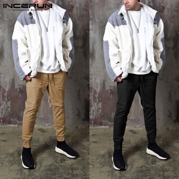 men's pants incerun men casual pockets solid color korean chic elastic waist joggers trousers fashion 2021 streetwear cargo pant, Black
men's pants incerun men casual pockets solid color korean chic elastic waist joggers trousers fashion 2021 streetwear cargo pant, Black