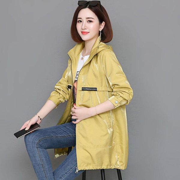women's trench coats fahion shiny mid-length windbreaker for womens 2021 spring autumn korean all-match zipper hooded ladies jackets tr, Tan;black
women's trench coats fahion shiny mid-length windbreaker for womens 2021 spring autumn korean all-match zipper hooded ladies jackets tr, Tan;black