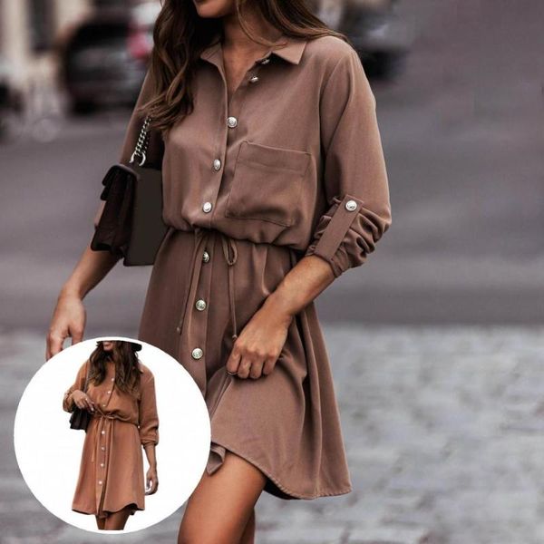 casual dresses lady temperament single-breasted drawstring mini dress comfy shirt lace-up for travel, Black;gray
casual dresses lady temperament single-breasted drawstring mini dress comfy shirt lace-up for travel, Black;gray