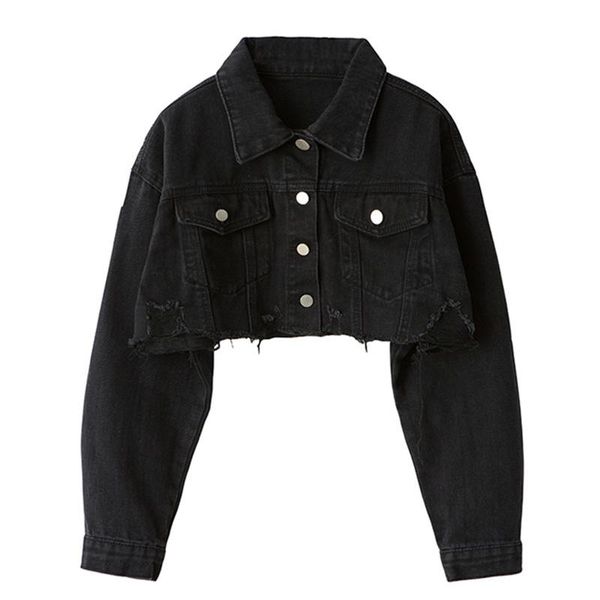 women's jackets 2021 autumn women denim jacket long sleeve fashion streetwear casual loose outwear short ripped jeans coat, Black;brown
women's jackets 2021 autumn women denim jacket long sleeve fashion streetwear casual loose outwear short ripped jeans coat, Black;brown