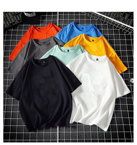 men's t-shirt summer fashion solid oversized short sleeve casual cotton streetwear tees, White;black
men's t-shirt summer fashion solid oversized short sleeve casual cotton streetwear tees, White;black