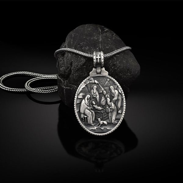 jesus birth medallion pendant virgin mary catholic necklace christian accessories, Silver
jesus birth medallion pendant virgin mary catholic necklace christian accessories, Silver