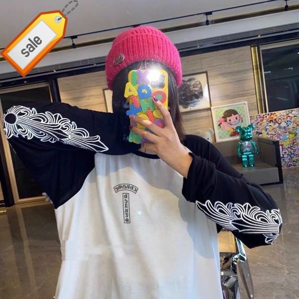 21s autumn winter new ch crowe double arm black and white stitching long sleeve t-shirt sweater contrast color fashion women
21s autumn winter new ch crowe double arm black and white stitching long sleeve t-shirt sweater contrast color fashion women