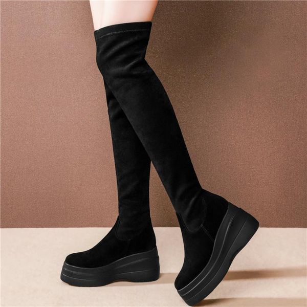 boots thigh high pumps shoes women genuine leather over the knee military female stretchy wedges heel fashion sneakers, Black
boots thigh high pumps shoes women genuine leather over the knee military female stretchy wedges heel fashion sneakers, Black