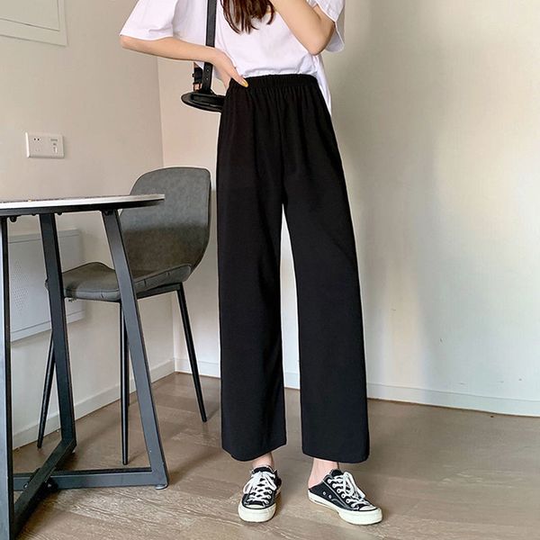 black wide-leg pencil pants women vintage straight office lady high waist long pants korean loose casual plus size trouser y660, Black;white
black wide-leg pencil pants women vintage straight office lady high waist long pants korean loose casual plus size trouser y660, Black;white