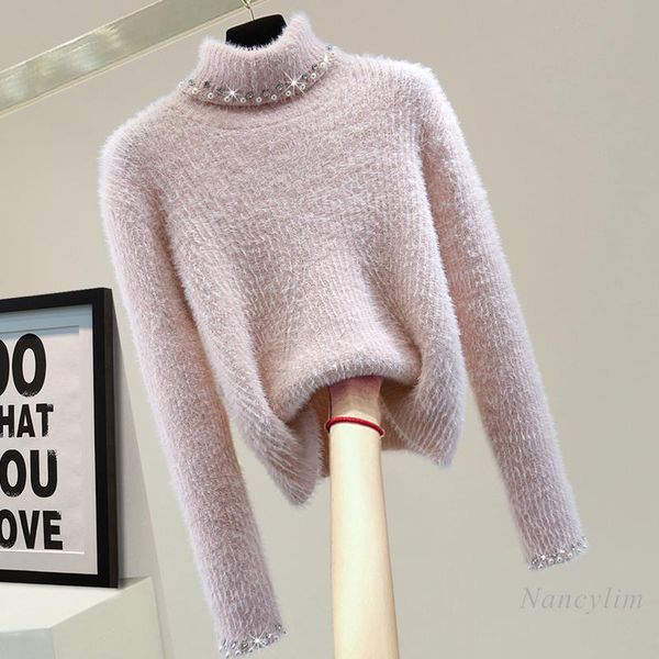 women's sweaters turtleneck sweater women solid color mohair knitted 2021 autumn winter korean style beads diamond-embedded long sleeve, White;black
women's sweaters turtleneck sweater women solid color mohair knitted 2021 autumn winter korean style beads diamond-embedded long sleeve, White;black
