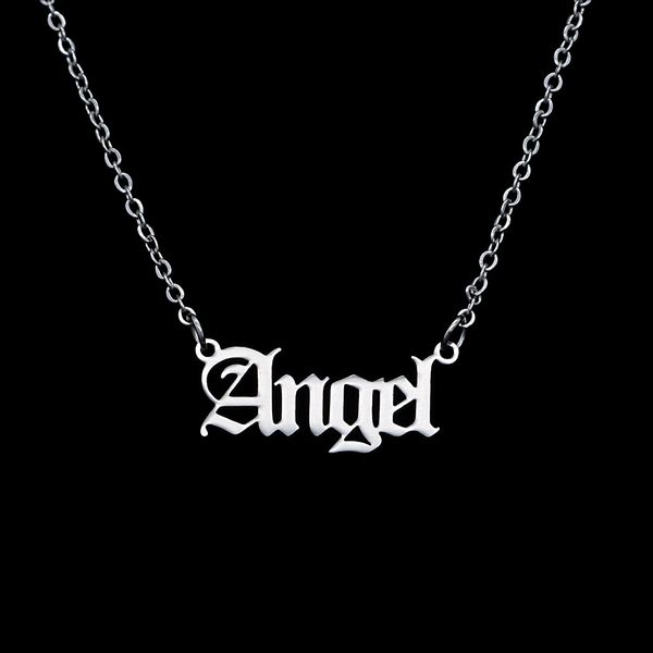 10pcs old english letter word angel necklaces stainless steel initial alphabet name logo pendant charm chain minimalist collar choker jewelr, Silver
10pcs old english letter word angel necklaces stainless steel initial alphabet name logo pendant charm chain minimalist collar choker jewelr, Silver