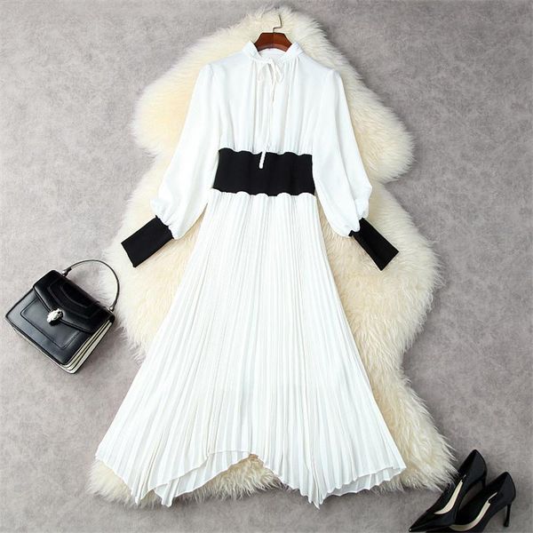 casual dresses 2021 women's elegant designer lantern long sleeve autumn hit color white black pleated asymmetrical party vestidos, Black;gray
casual dresses 2021 women's elegant designer lantern long sleeve autumn hit color white black pleated asymmetrical party vestidos, Black;gray