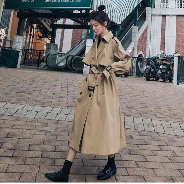 women's trench coats windbreaker khaki 2021 spring autumn fashion lapel mid-length korean loose double breasted all-match coat 61m d5ma, Tan;black
women's trench coats windbreaker khaki 2021 spring autumn fashion lapel mid-length korean loose double breasted all-match coat 61m d5ma, Tan;black