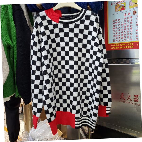 seebeautiful contrast color plaid spliced loose sweater pullovers o-neck long sleeve new fashion 2021 autumn winter women g723, White;black
seebeautiful contrast color plaid spliced loose sweater pullovers o-neck long sleeve new fashion 2021 autumn winter women g723, White;black