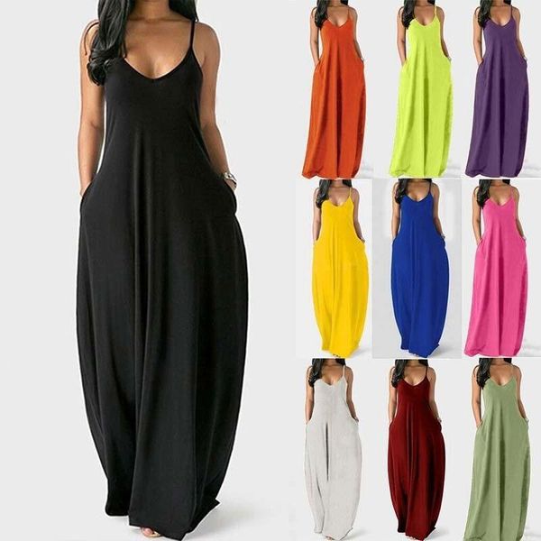 casual dresses fashion woman summer dress plus size solid sleeveless long v-neck pockets camisole maxi, Black;gray
casual dresses fashion woman summer dress plus size solid sleeveless long v-neck pockets camisole maxi, Black;gray
