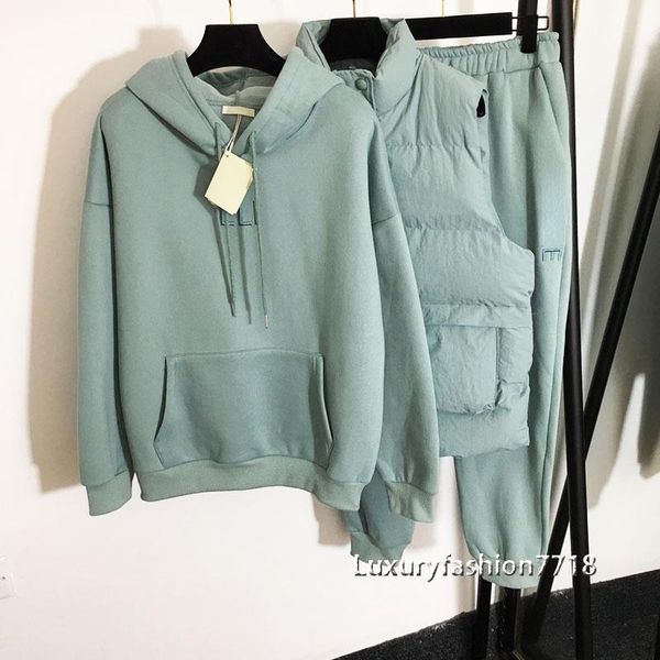women's two piece pants fashion women high end clothes letter logo embroidery hooded sweater+vest coat+elastic waist sports 2 sets, White
women's two piece pants fashion women high end clothes letter logo embroidery hooded sweater+vest coat+elastic waist sports 2 sets, White