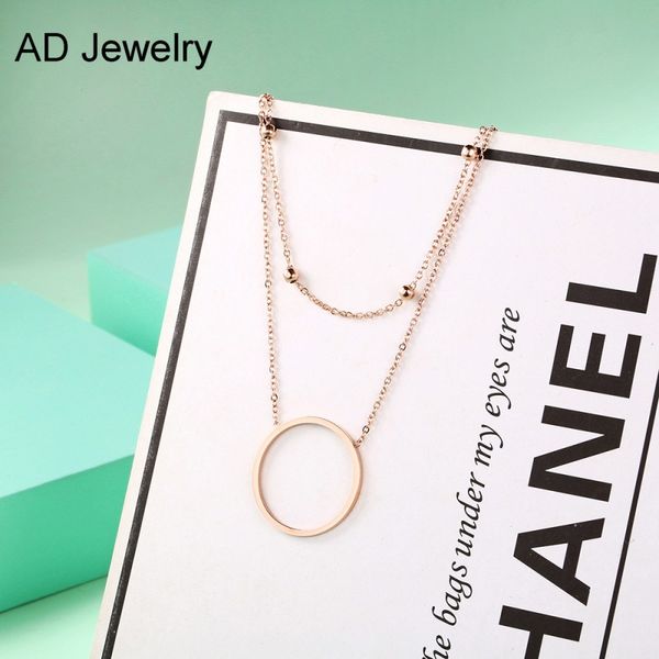 womens luxury gift jewelry pendant necklace rose gold plated stainless steel big circle charm chain necklaces, Silver
womens luxury gift jewelry pendant necklace rose gold plated stainless steel big circle charm chain necklaces, Silver
