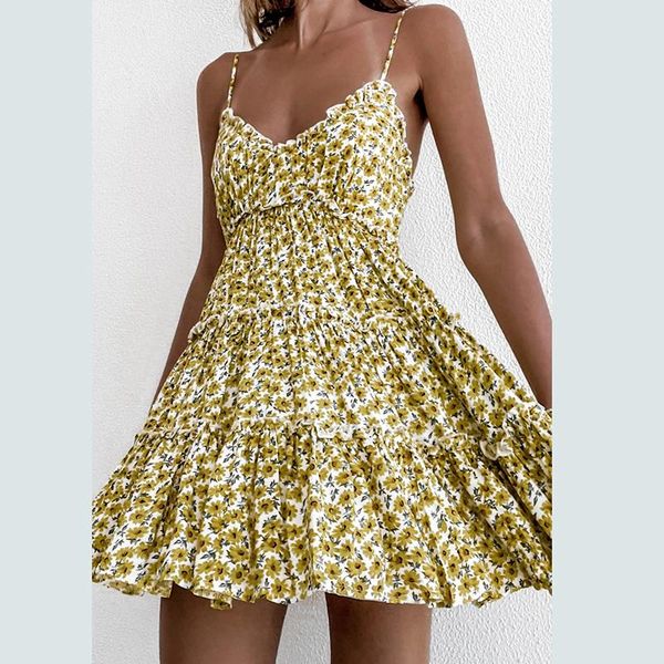 casual dresses 2021 summer ladies sling dress sleeveless low-cut floral print ruffle boho mini a line women's beach, Black;gray
casual dresses 2021 summer ladies sling dress sleeveless low-cut floral print ruffle boho mini a line women's beach, Black;gray