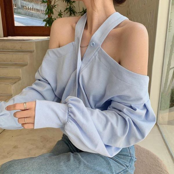 women's blouses & shirts women summer hollow out halter neck blouse long sleeve off shoulder young girls crop top, White
women's blouses & shirts women summer hollow out halter neck blouse long sleeve off shoulder young girls crop top, White