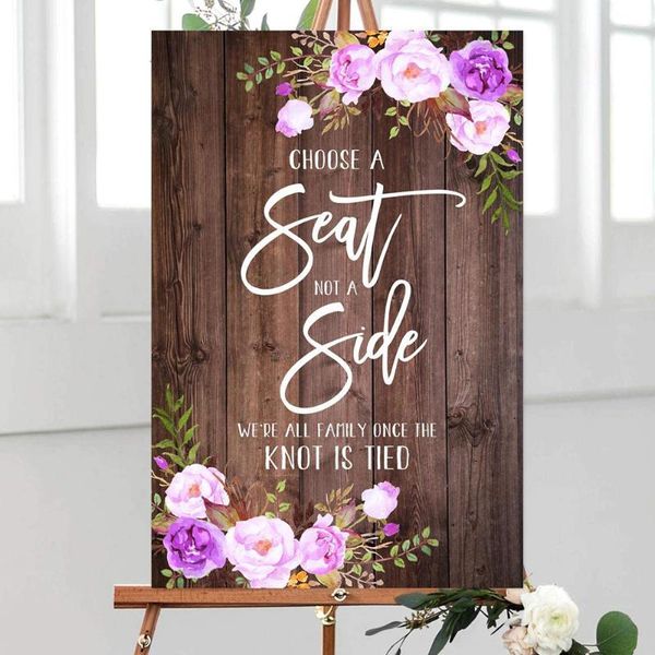 party decoration rustic wedding welcome sign ceremony with floral choose a seat not side we're all family once the knot is tied
party decoration rustic wedding welcome sign ceremony with floral choose a seat not side we're all family once the knot is tied