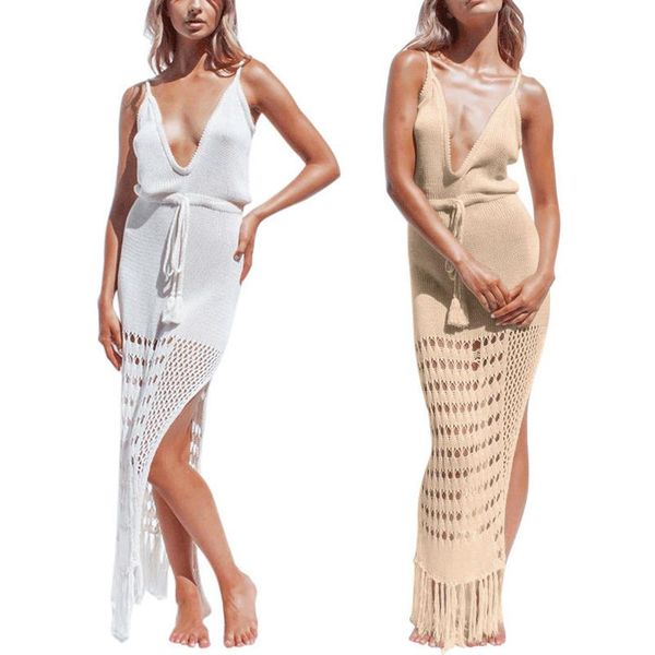 women's swimwear white crochet bikini cover ups with fringe trim women hollow tunic beach long maxi dress 2021 summer bathing suit beac, White;black
women's swimwear white crochet bikini cover ups with fringe trim women hollow tunic beach long maxi dress 2021 summer bathing suit beac, White;black