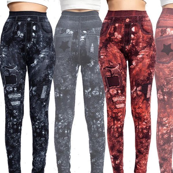 print faux jeans seamless women legging elastic fitness push up high waist pants streetwear, Black
print faux jeans seamless women legging elastic fitness push up high waist pants streetwear, Black