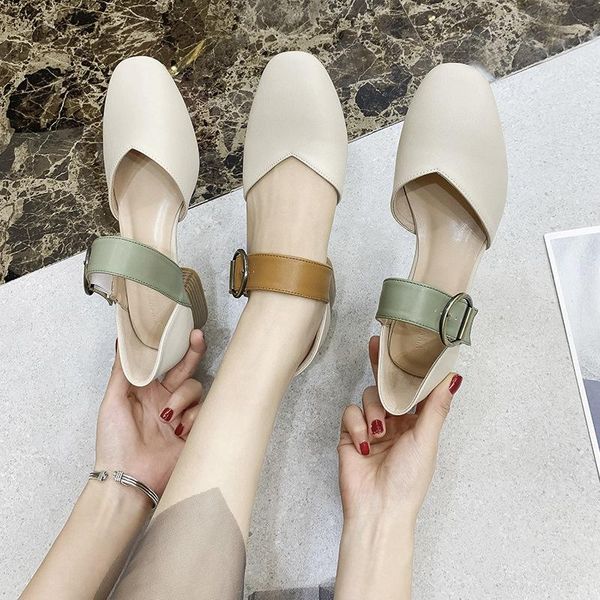 sandals med shallow mouth medium slides rubber fabric hoof heels, Black 
sandals med shallow mouth medium slides rubber fabric hoof heels, Black