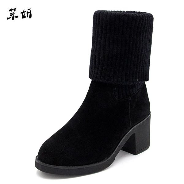 boots women's for winer solid plain platform square heel slip on knitted ankle boot warm shoes woman xwx6784, Black
boots women's for winer solid plain platform square heel slip on knitted ankle boot warm shoes woman xwx6784, Black