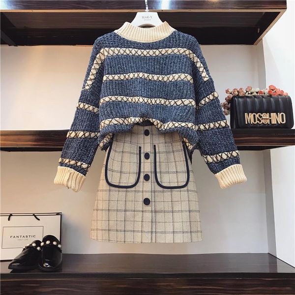 two piece dress joyinparty autumn winter knitted pullover +plaid skirt 2pcs sets striped long sleeve sweater + plaid mini 2, White
two piece dress joyinparty autumn winter knitted pullover +plaid skirt 2pcs sets striped long sleeve sweater + plaid mini 2, White