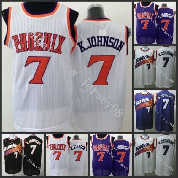 phoenix suns men #7 kevin johnson retro basketball jersey, Black