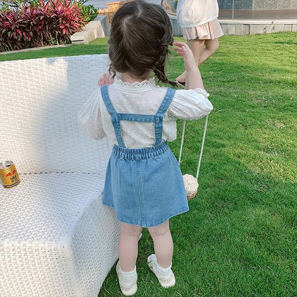 cute girls summer clothes half sleeve solid denim strap dress toddler kids baby costumes sets 2pcs 2 7y, White
cute girls summer clothes half sleeve solid denim strap dress toddler kids baby costumes sets 2pcs 2 7y, White