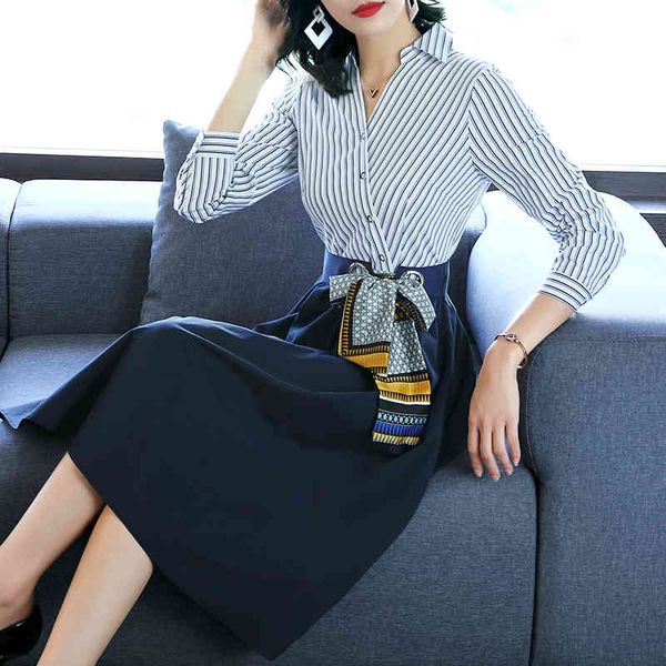 spring women fashion v-neck shirt dress women casual stripe patchwork a-line dresses with sashes vestidos 210522, Black;gray
spring women fashion v-neck shirt dress women casual stripe patchwork a-line dresses with sashes vestidos 210522, Black;gray