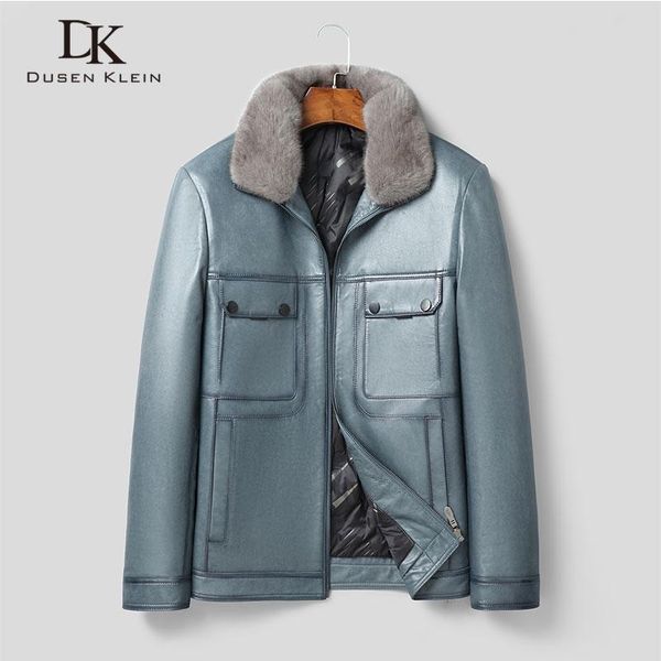 men's leather & faux men genuine down coat jacket real sheepskin casual collar for man 21098, Black
men's leather & faux men genuine down coat jacket real sheepskin casual collar for man 21098, Black
