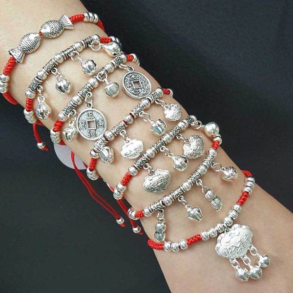 popular miao sier red rope braided bracelet foot chain braided alloy tibetan sier, Golden;silver
popular miao sier red rope braided bracelet foot chain braided alloy tibetan sier, Golden;silver